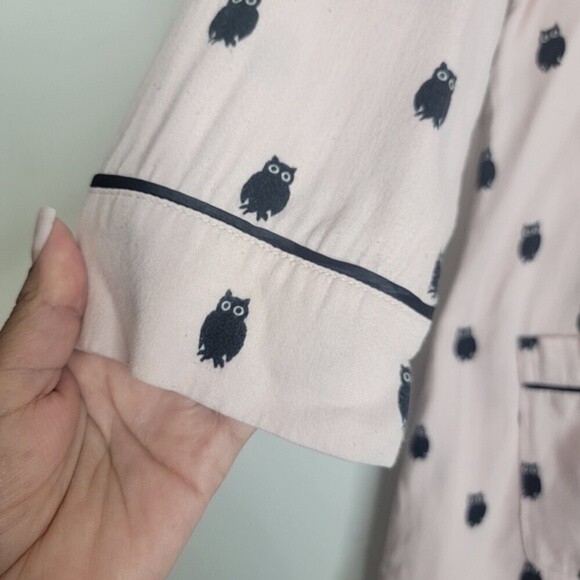 KATE Spade Button Down Sleep Shirt with Owl pink / Black Size Small - Picture 5 of 9